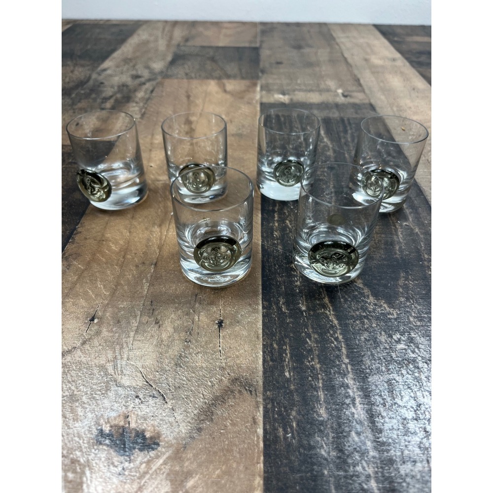 Royal Brierley Vintage Shot Glasses Set of 6 Germany Clear with Smoke Seal Crest